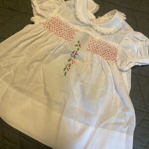 Vintage Polly Flinders Hand Smocked Dress Size 12M-24 Christmas